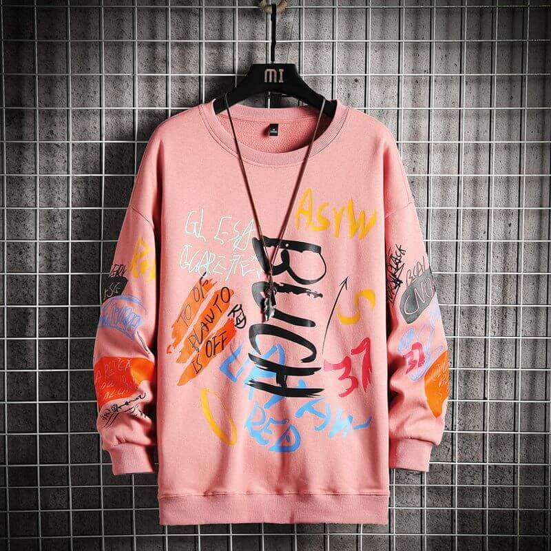 NebulaFlux Graphic hoodies and oversized sweatshirt Pink / S SingleRoad Mens Crewneck Sweatshirt Men