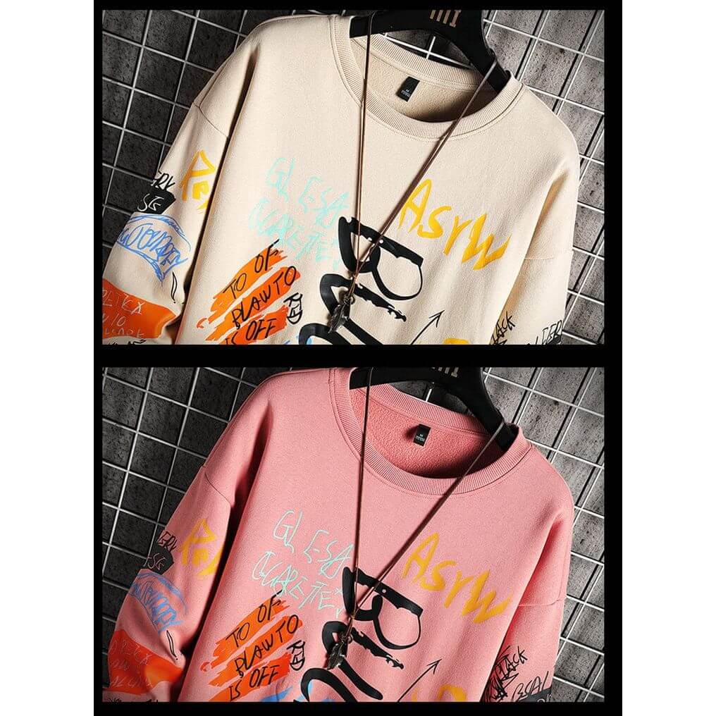 NebulaFlux Graphic hoodies and oversized sweatshirt SingleRoad Mens Crewneck Sweatshirt Men
