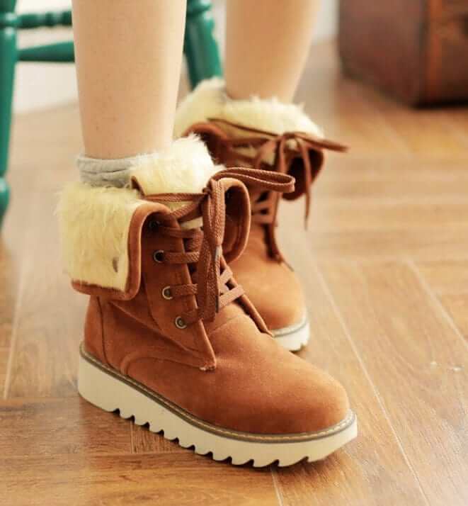 NebulaFlux High-top sneakers and chunky boots Frosted fur boots snow boots Lace Up Boots