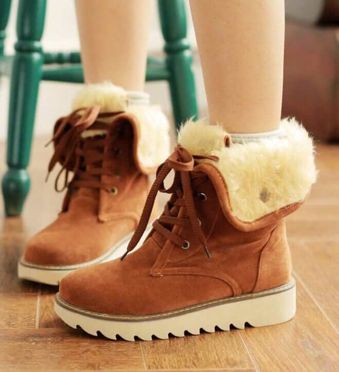 NebulaFlux High-top sneakers and chunky boots Frosted fur boots snow boots Lace Up Boots