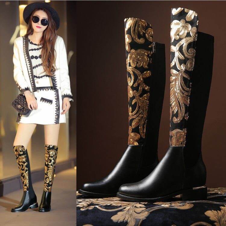 NebulaFlux High-top sneakers and chunky boots Knight boots cowhide leather boots