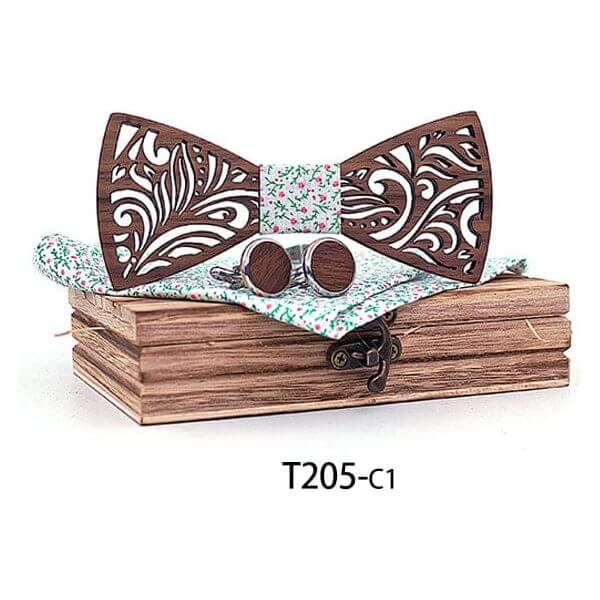NebulaFlux Pocket squares and elegant cufflinks T205 C1 Original wood bow tie suit European and American trend