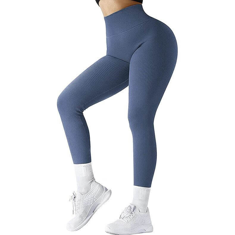 NebulaFlux Wireless headphones with fitness trackin Blue / L High Waist Seamless Leggings Threaded Knitted Fitness Pants Solid