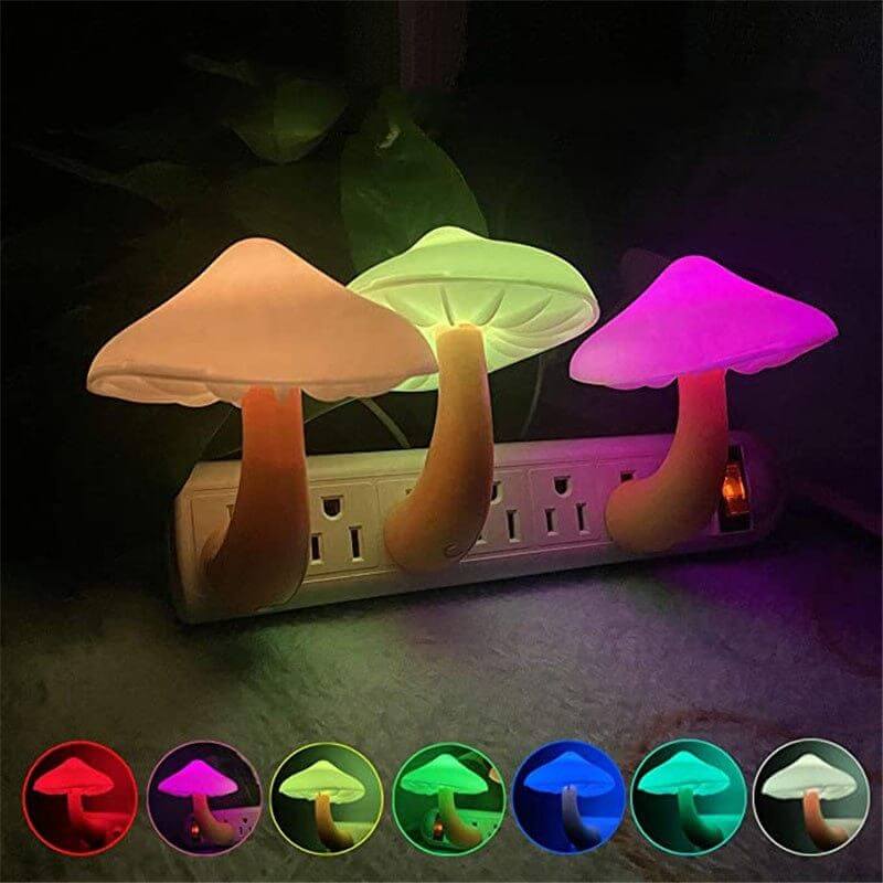 NebulaFlux decorations Mushroom / US / Colorful LED Night Light Mushroom Wall Socket Lamp