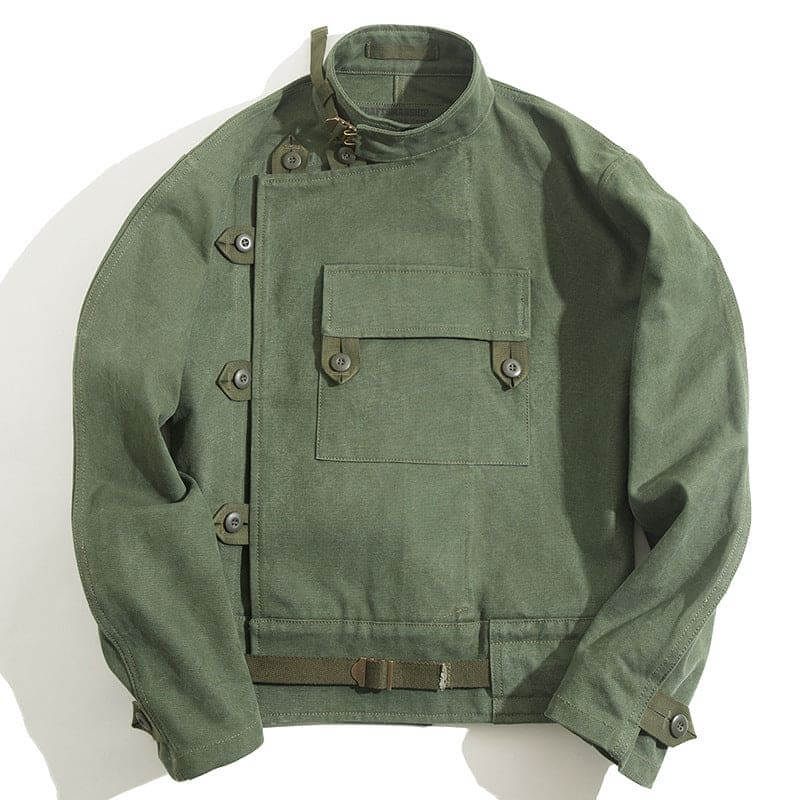 Motorcycle Jacket Ami Khaki Cotton Washed Water Army Green Jacket Men