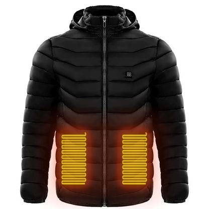 Men Heated Puffer Jacket Electric Heating Coat Insulated Hood Windbreaker 9Heat Zones