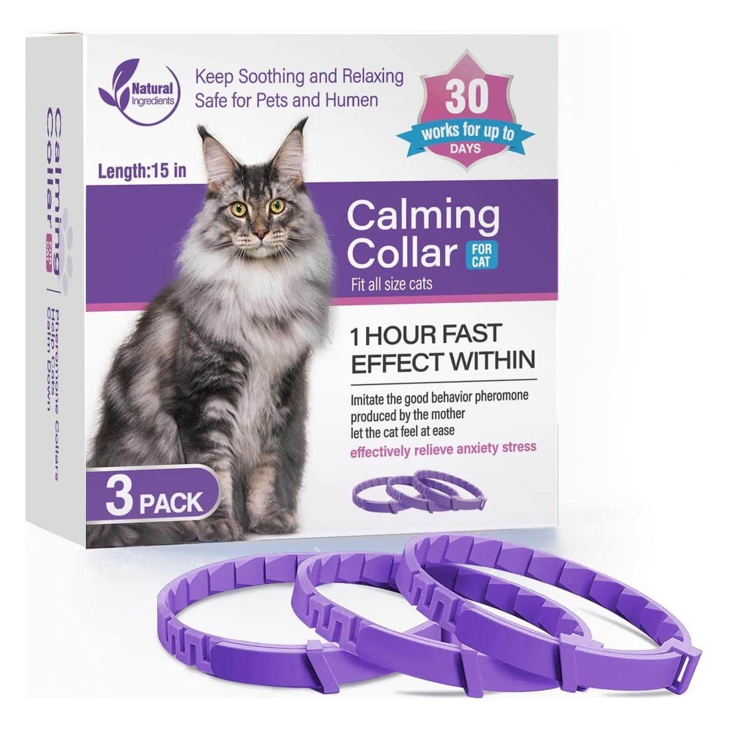 NebulaFlux Calming and aromatherapy pet accessories 3Packs of cats Pet Soothing Calming Collar Cat