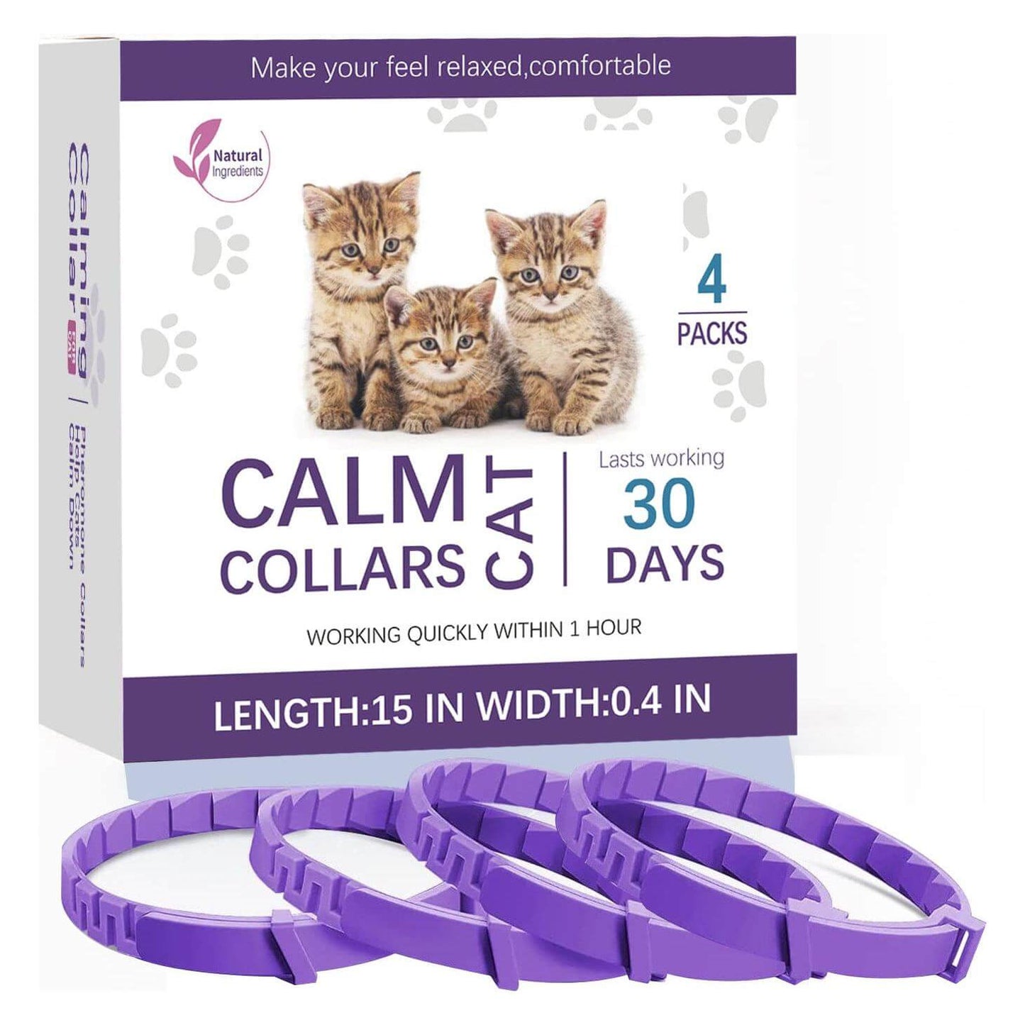 NebulaFlux Calming and aromatherapy pet accessories 4packs of cats Pet Soothing Calming Collar Cat