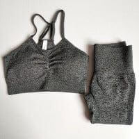 NebulaFlux clothes Dark Grey Set / L Knitted Seamless Shrinking Peach Hip Yoga Pants