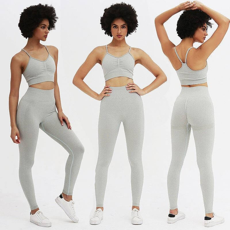 NebulaFlux clothes Grey / L Knitted Seamless Shrinking Peach Hip Yoga Pants