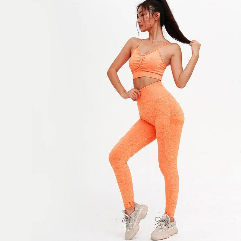 NebulaFlux clothes Orange / L Knitted Seamless Shrinking Peach Hip Yoga Pants