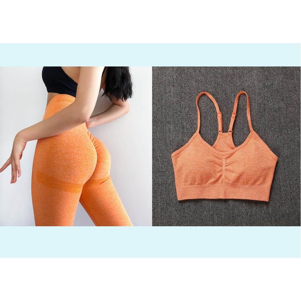 NebulaFlux clothes Orange Set / L Knitted Seamless Shrinking Peach Hip Yoga Pants