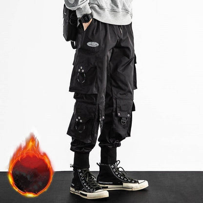 NebulaFlux Durable denim and cargo pants Black / Plush / M Men's Large Cropped Baggy Cargo Pants