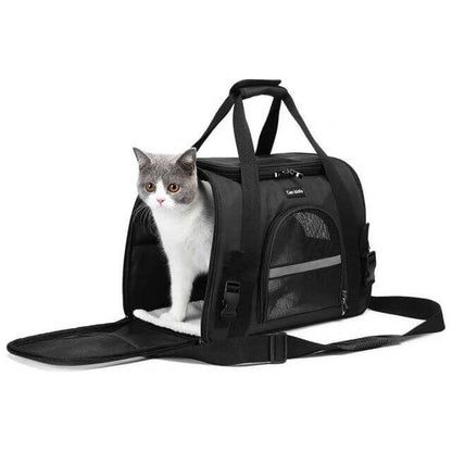 NebulaFlux Elegant pet carriers with fashionable de Black Cat Carrier Soft Dog Carrier Foldable Portable Bag Pet