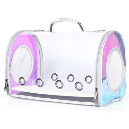 NebulaFlux Elegant pet carriers with fashionable de Oblique span laser fund Fashionable Cat Pet Out Laser Transparent Bag