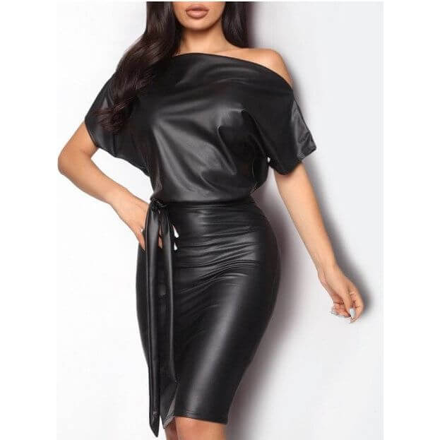 NebulaFlux Form-fitting bodycon dresses Black / L PU Bodycon dress