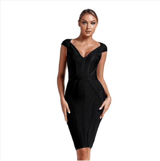 NebulaFlux Form-fitting bodycon dresses Black / XS Bandage Dress Women Sexy Green Bodycon Evening dresses