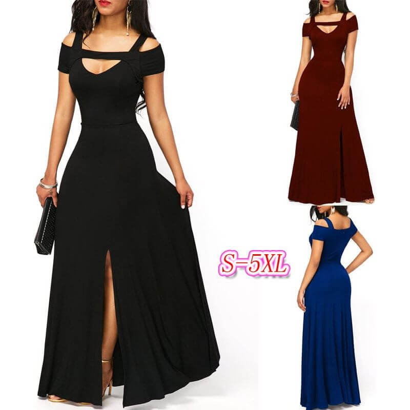 NebulaFlux Form-fitting bodycon dresses V-neck, off-the-shoulder slit, form-fitting dress