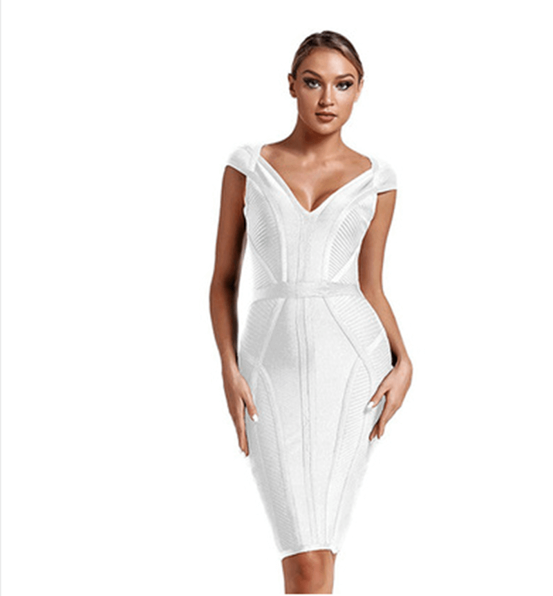 NebulaFlux Form-fitting bodycon dresses White / XS Bandage Dress Women Sexy Green Bodycon Evening dresses