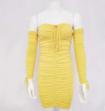 NebulaFlux Form-fitting bodycon dresses Yellow / S Bandage Dress Women Sexy Off Shoulder