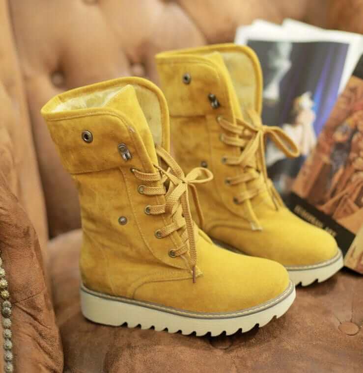 NebulaFlux High-top sneakers and chunky boots Yellow / 34 Frosted fur boots snow boots Lace Up Boots