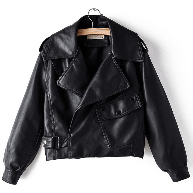 NebulaFlux Leather jackets with bold hardware Black / L Women's PU Leather Jacket with Short Washed Leather Jacket