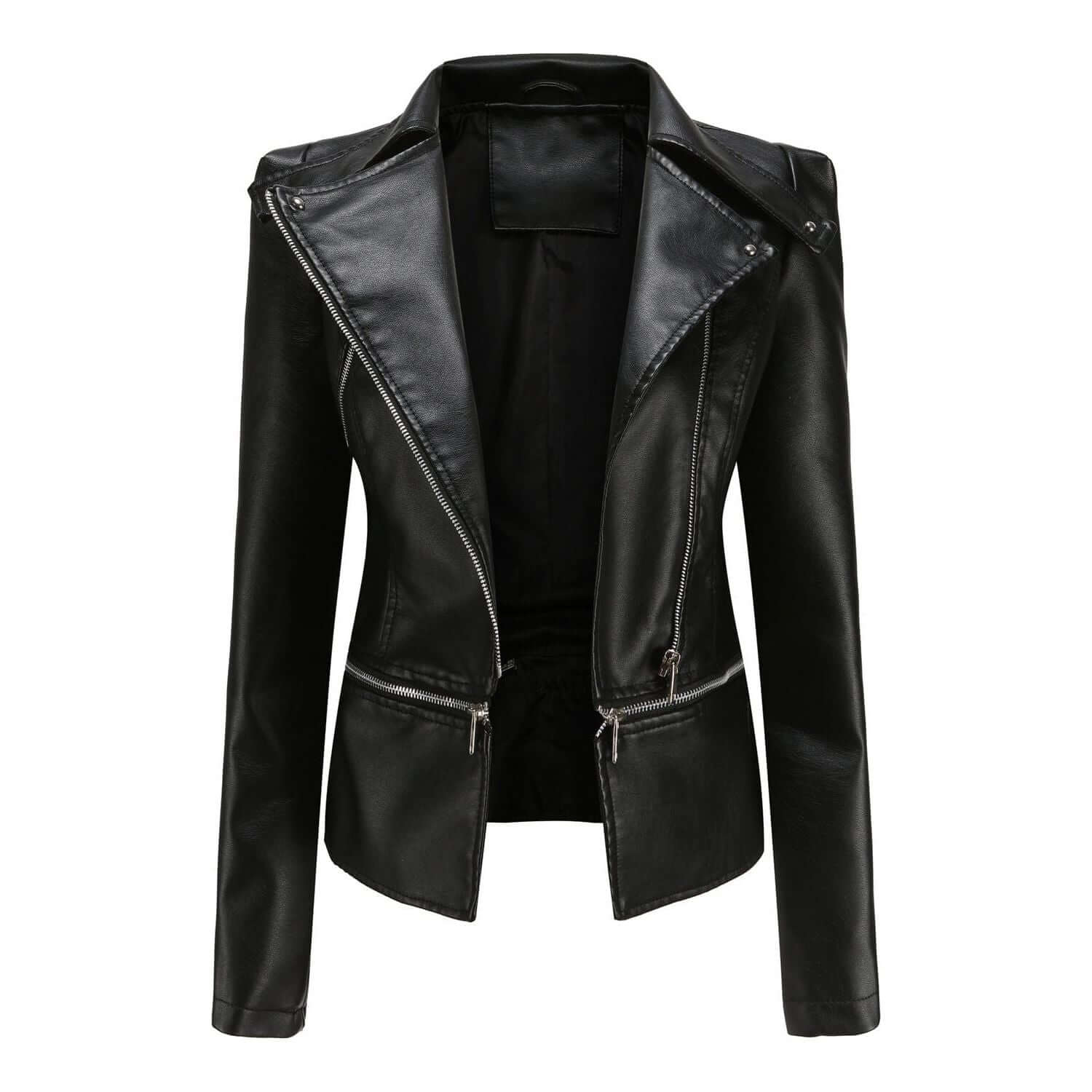 NebulaFlux Leather jackets with bold hardware Black / S Motorcycle Leather Jacket