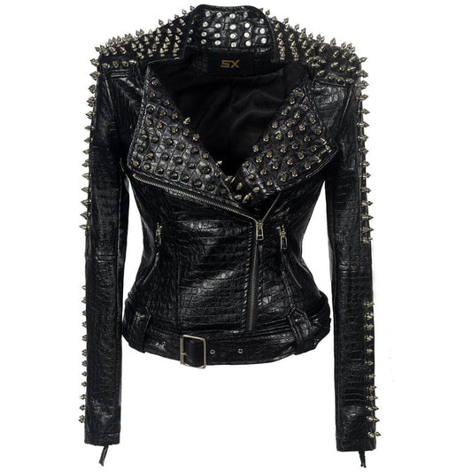 NebulaFlux Leather jackets with bold hardware Black / XXL Short leather jacket