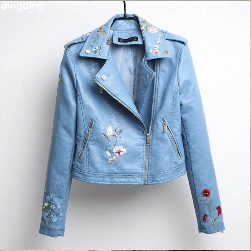 NebulaFlux Leather jackets with bold hardware Blue / S Loose leather jacket