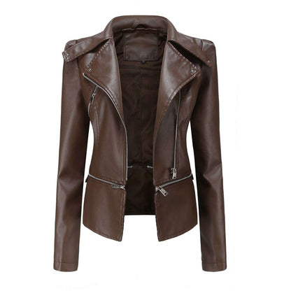 NebulaFlux Leather jackets with bold hardware Brown / S Motorcycle Leather Jacket