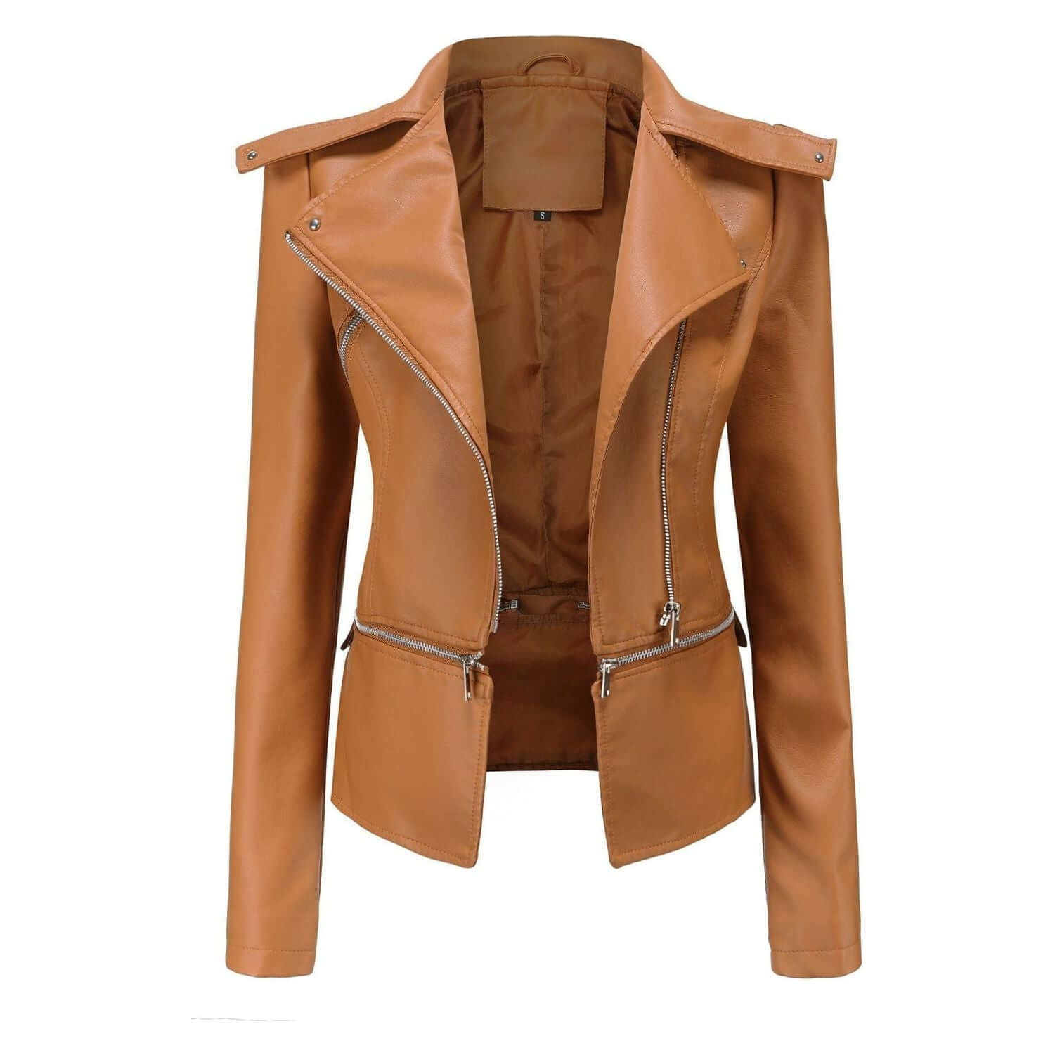 NebulaFlux Leather jackets with bold hardware Camel / S Motorcycle Leather Jacket