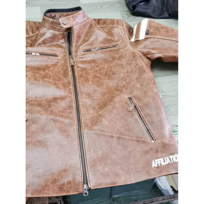 NebulaFlux Leather jackets with bold hardware Khaki / M Motorcycle leather jacket