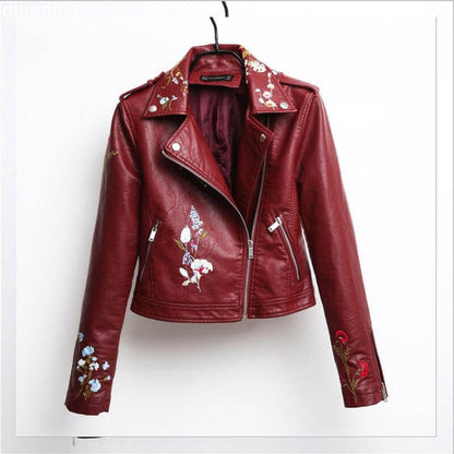 NebulaFlux Leather jackets with bold hardware Wine Red / M Loose leather jacket