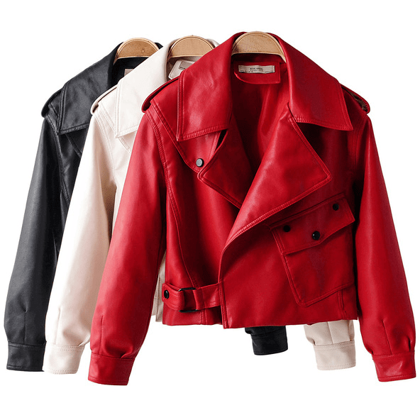 NebulaFlux Leather jackets with bold hardware Women's PU Leather Jacket with Short Washed Leather Jacket