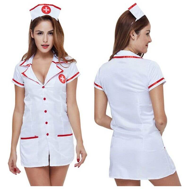 NebulaFlux New Pure White Sexy Female Nurses' Uniform Game Seductive Set