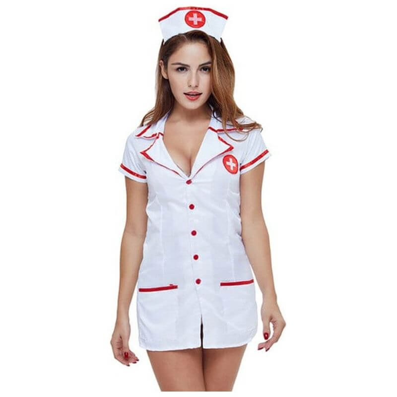 NebulaFlux New Pure White Sexy Female Nurses' Uniform Game Seductive Set