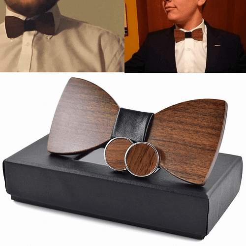 NebulaFlux Pocket squares and elegant cufflinks 6 Cufflinks fashion wood bow tie