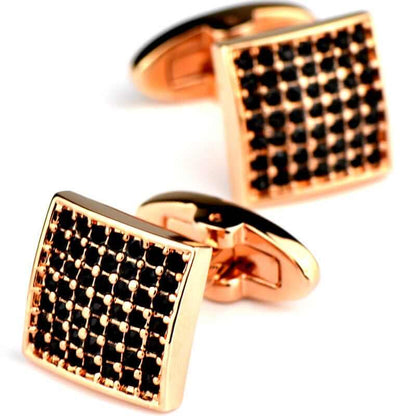 NebulaFlux Pocket squares and elegant cufflinks Black Full Diamond Precision White Diamond Cufflinks