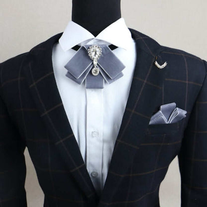 NebulaFlux Pocket squares and elegant cufflinks Grey Bow Tie Pocket Square Set Black Diamonds