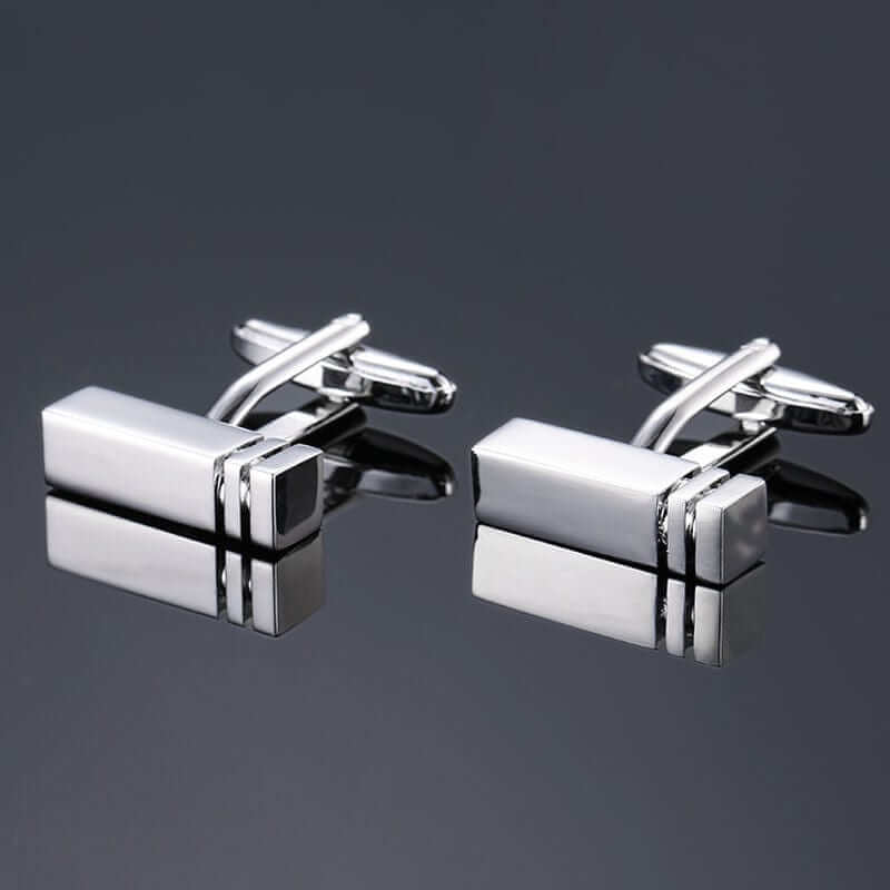 NebulaFlux Pocket squares and elegant cufflinks Silver Fashionable Men's French Cufflinks Laser Metal