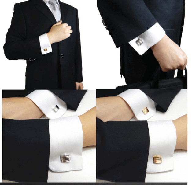 NebulaFlux Pocket squares and elegant cufflinks Silver Fashionable Men's French Cufflinks Laser Metal