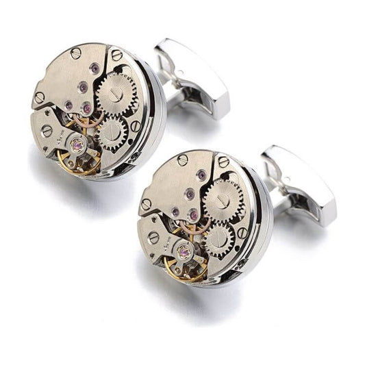 NebulaFlux Pocket squares and elegant cufflinks Silver Movement cufflinks