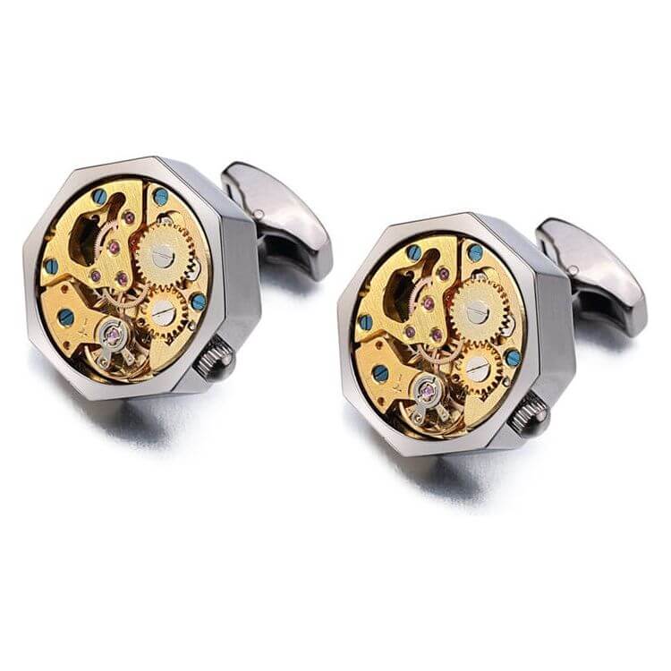 NebulaFlux Pocket squares and elegant cufflinks SilverB Movement cufflinks