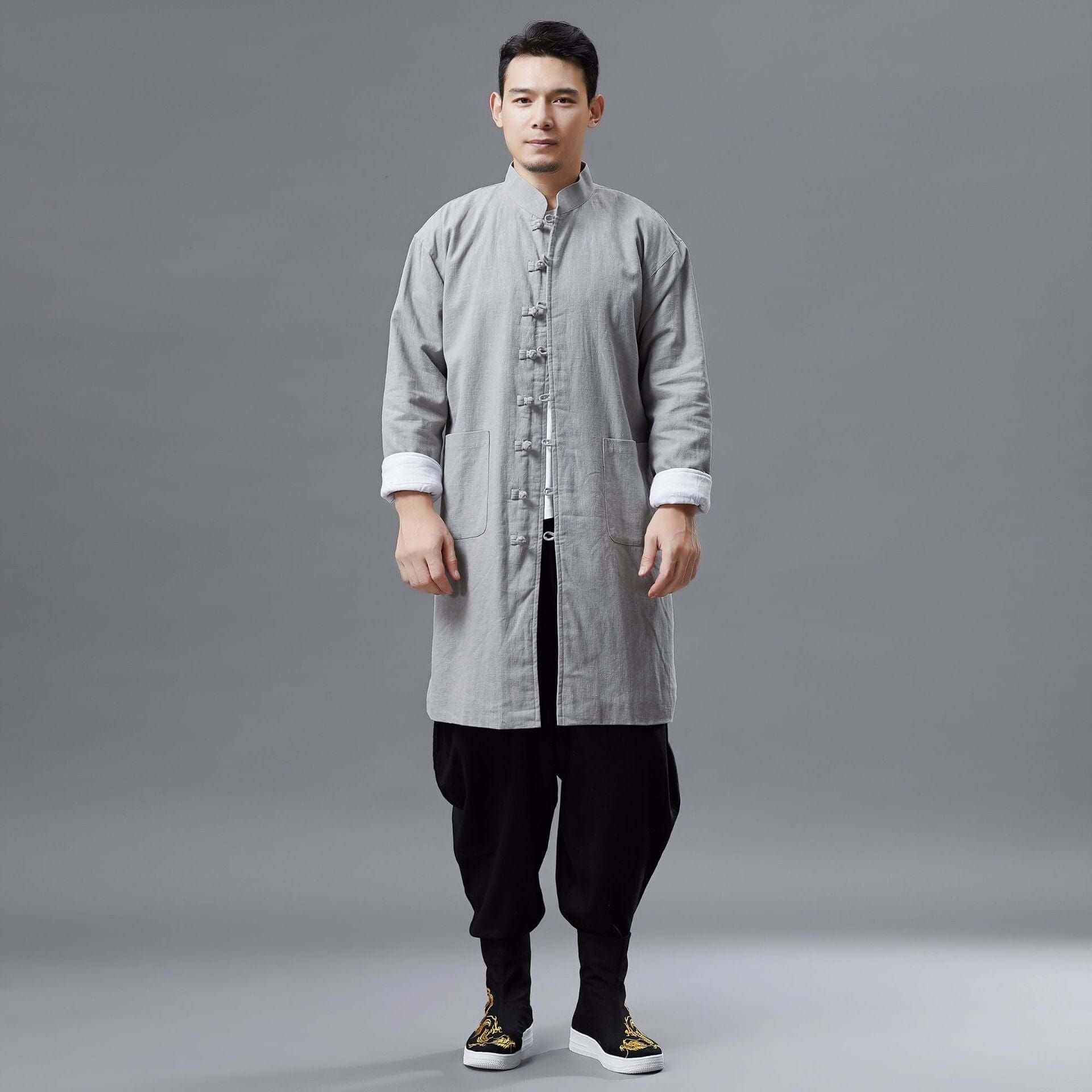 NebulaFlux Technical jackets and windbreakers Grey / M Cotton and Linen Windbreaker Mid-length