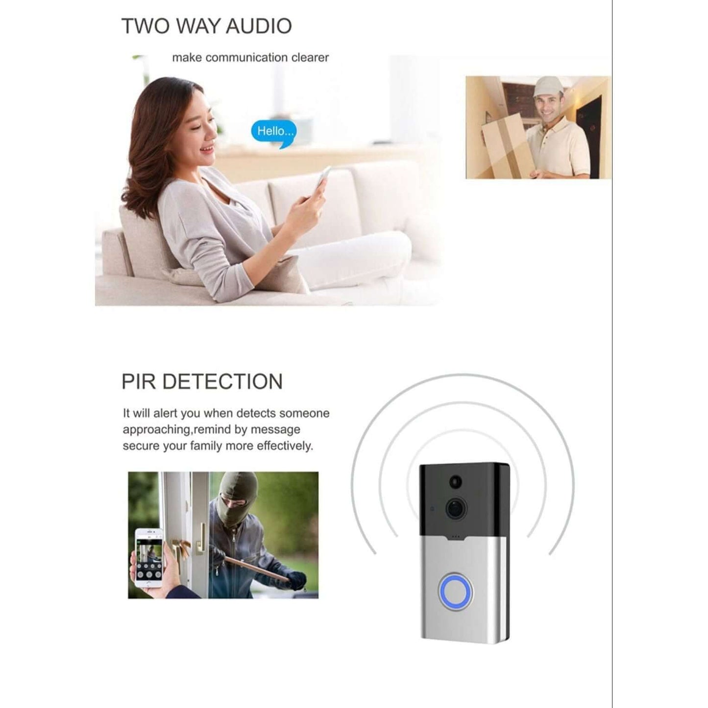 NebulaFlux White Video Doorbell Camera