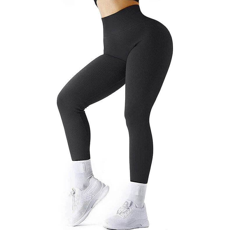 NebulaFlux Wireless headphones with fitness trackin Black / L High Waist Seamless Leggings Threaded Knitted Fitness Pants Solid