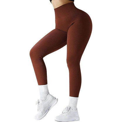 NebulaFlux Wireless headphones with fitness trackin Camel / L High Waist Seamless Leggings Threaded Knitted Fitness Pants Solid