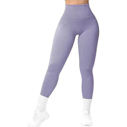 NebulaFlux Wireless headphones with fitness trackin Dark Purple / L High Waist Seamless Leggings Threaded Knitted Fitness Pants Solid