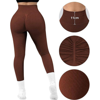 NebulaFlux Wireless headphones with fitness trackin High Waist Seamless Leggings Threaded Knitted Fitness Pants Solid