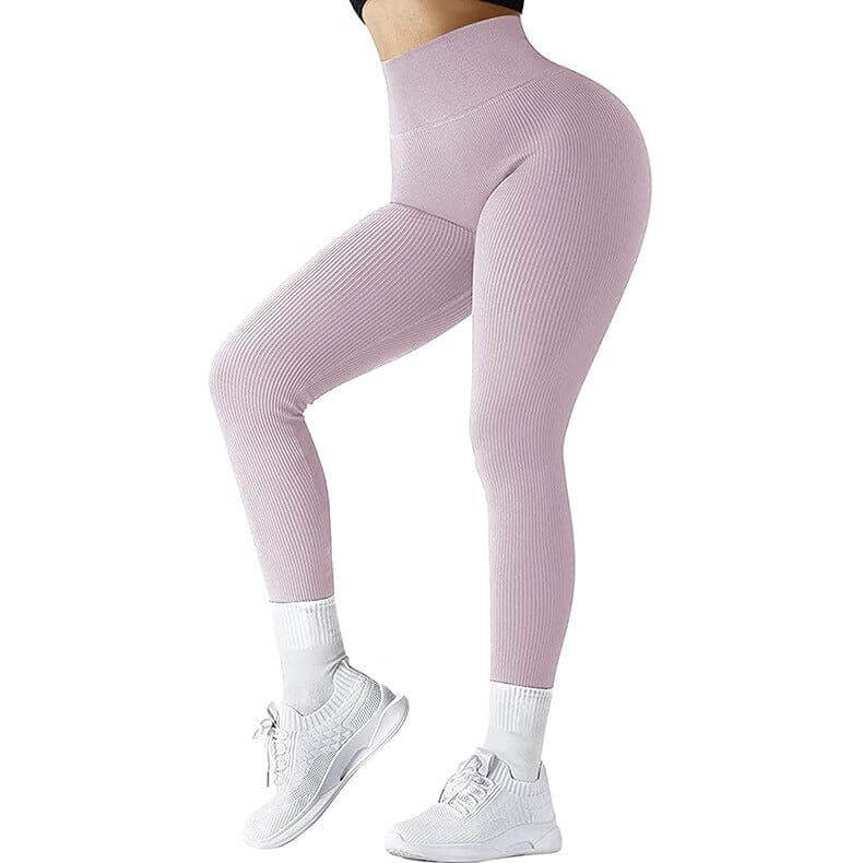 NebulaFlux Wireless headphones with fitness trackin Light Purple / L High Waist Seamless Leggings Threaded Knitted Fitness Pants Solid